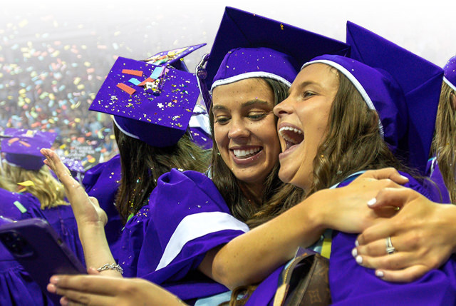 Graduates celebrate amidst confetti and applause